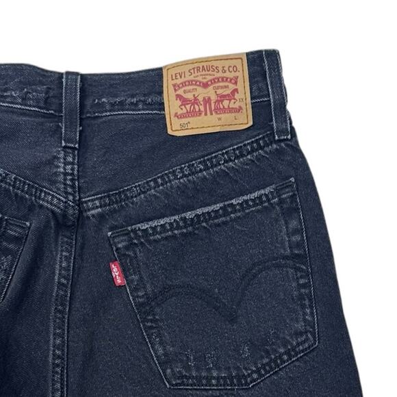 Levi's 501 Skinny Jeans 26x30 Washed Black Distressed - Picture 7 of 9